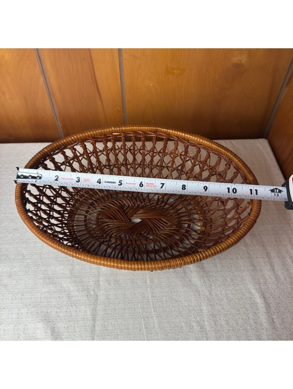 Vintage Wicker Basket Open Weave Oval Rattan Fruit Bread Boho Cottage Decor